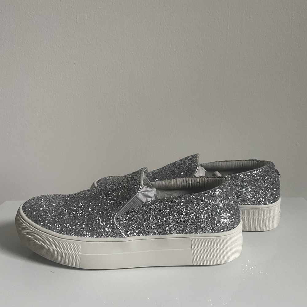Silver Sparkly Steve Madden Slip-On Sneakers